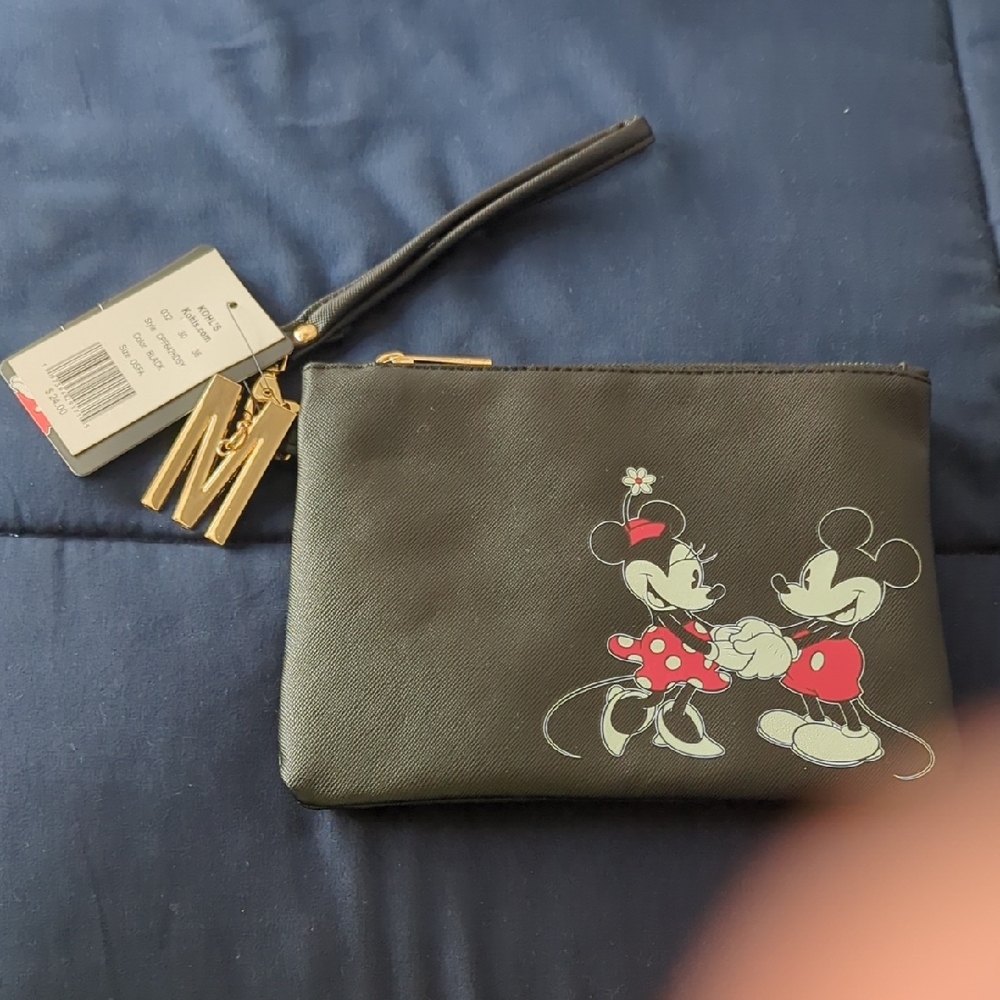 Disney Black Wristlet with Mickey and Minnie Graphic